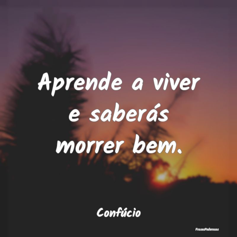 Aprende a viver e saberás morrer bem....