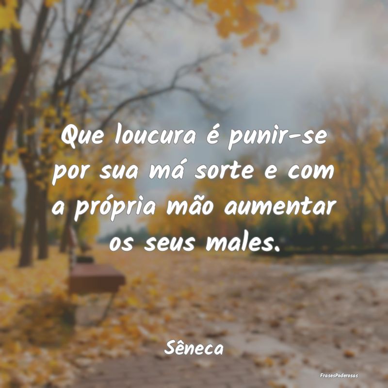 Que loucura é punir-se por sua má sorte e com a ... Que loucura é punir-se por sua má sorte e com a ...