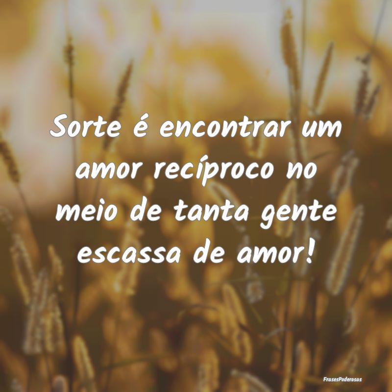 Sorte é encontrar um amor recíproco no meio de t...