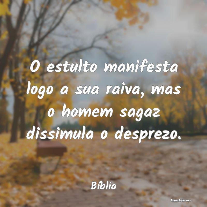 O estulto manifesta logo a sua raiva, mas o homem ...
