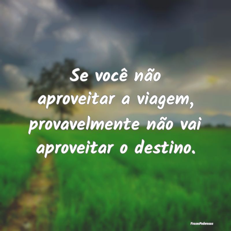 Se você não aproveitar a viagem, provavelmente n...