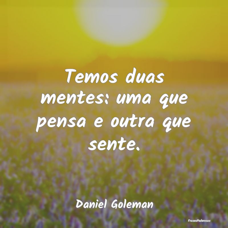 Temos duas mentes: uma que pensa e outra que sente...