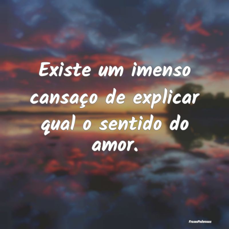 Existe um imenso cansaço de explicar qual o senti...