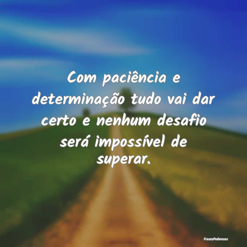 Com paciência e determinação tudo vai dar certo...