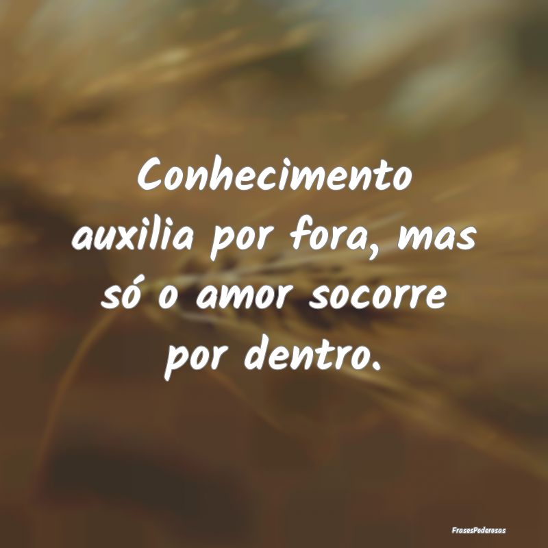 Conhecimento auxilia por fora, mas só o amor soco...