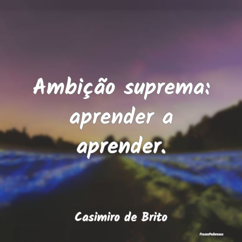 Ambição suprema: aprender a aprender....