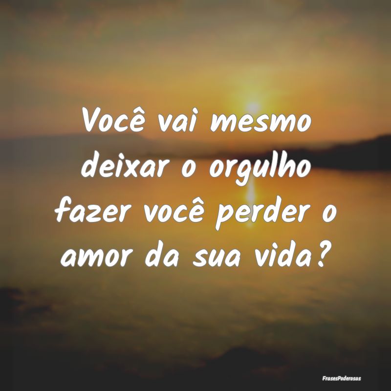 Você vai mesmo deixar o orgulho fazer você perde...