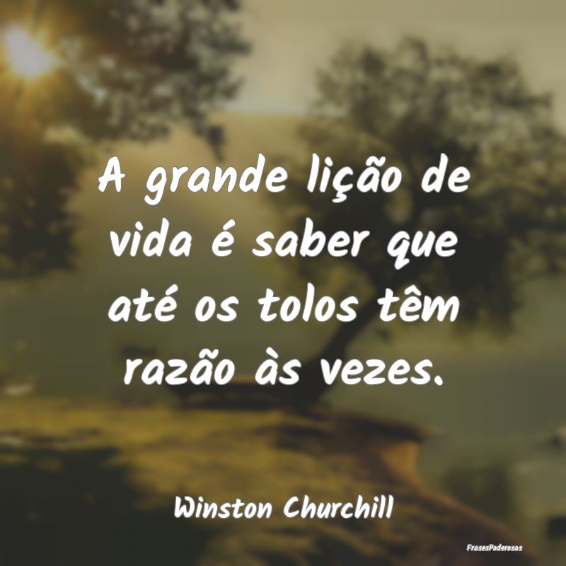 A grande lição de vida é saber que até os tolo...