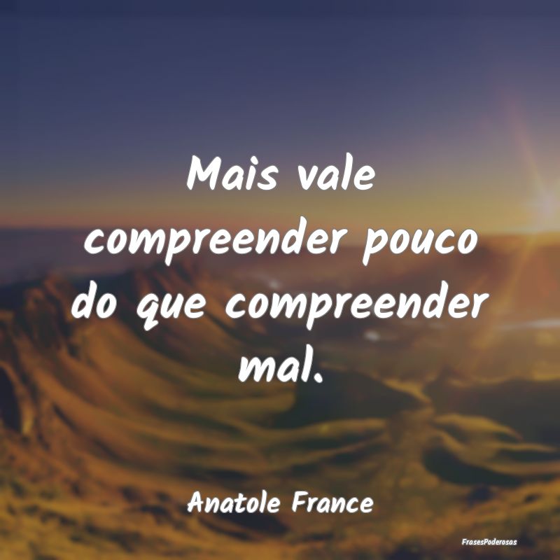 Mais vale compreender pouco do que compreender mal...