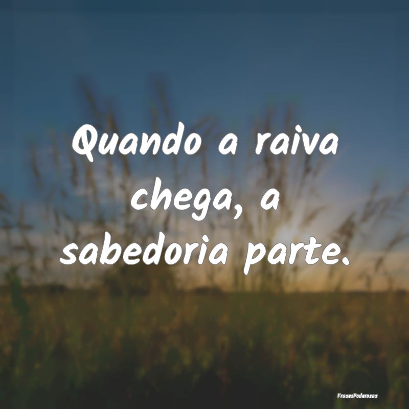Quando a raiva chega, a sabedoria parte.
...
