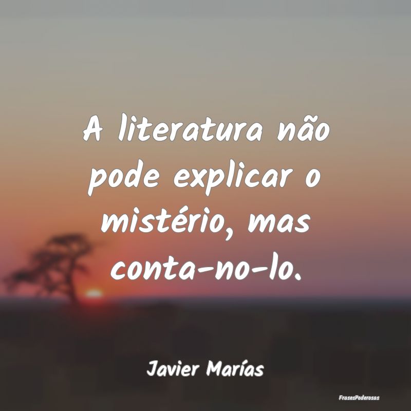 A literatura não pode explicar o mistério, mas c...