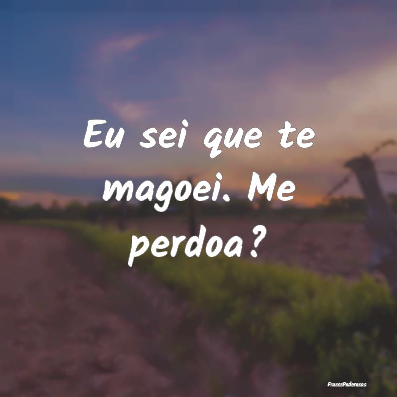 Eu sei que te magoei. Me perdoa?
...