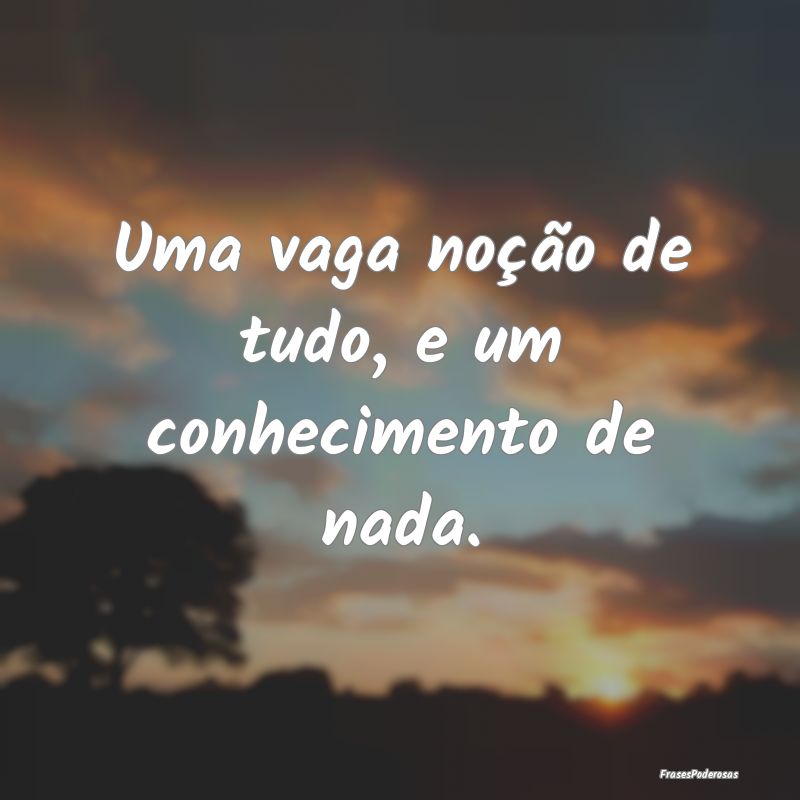 Uma vaga noção de tudo, e um conhecimento de nad...