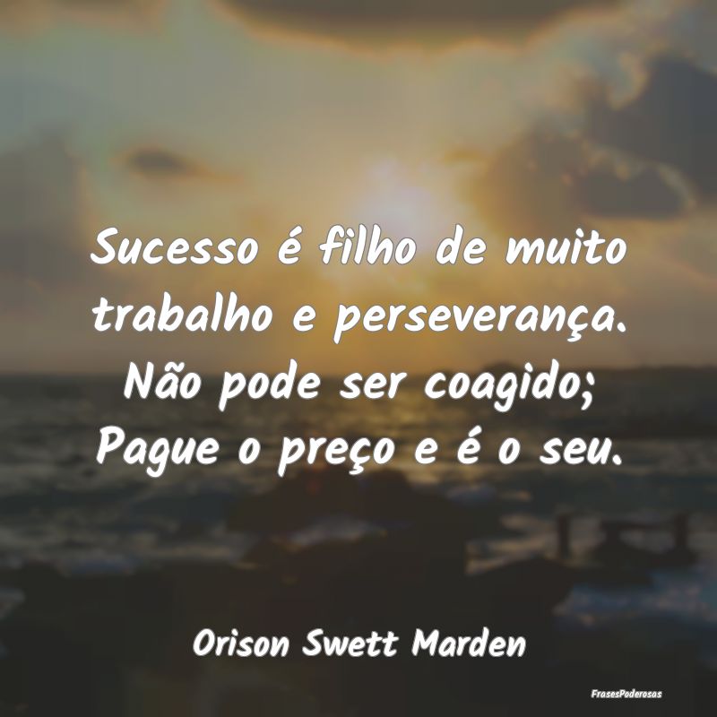Sucesso é filho de muito trabalho e perseverança... Sucesso é filho de muito trabalho e perseverança...