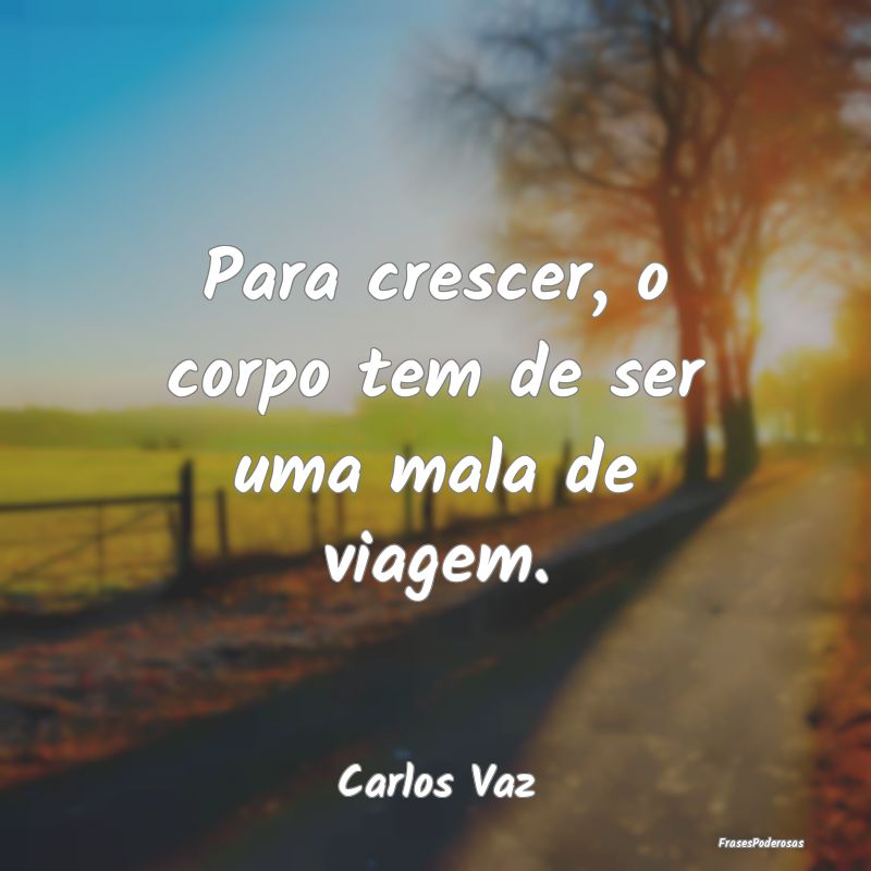 Para crescer, o corpo tem de ser uma mala de viage...