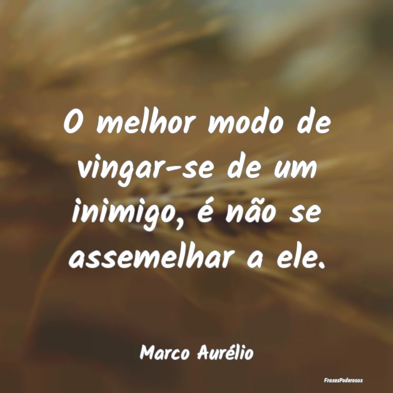 O melhor modo de vingar-se de um inimigo, é não ...