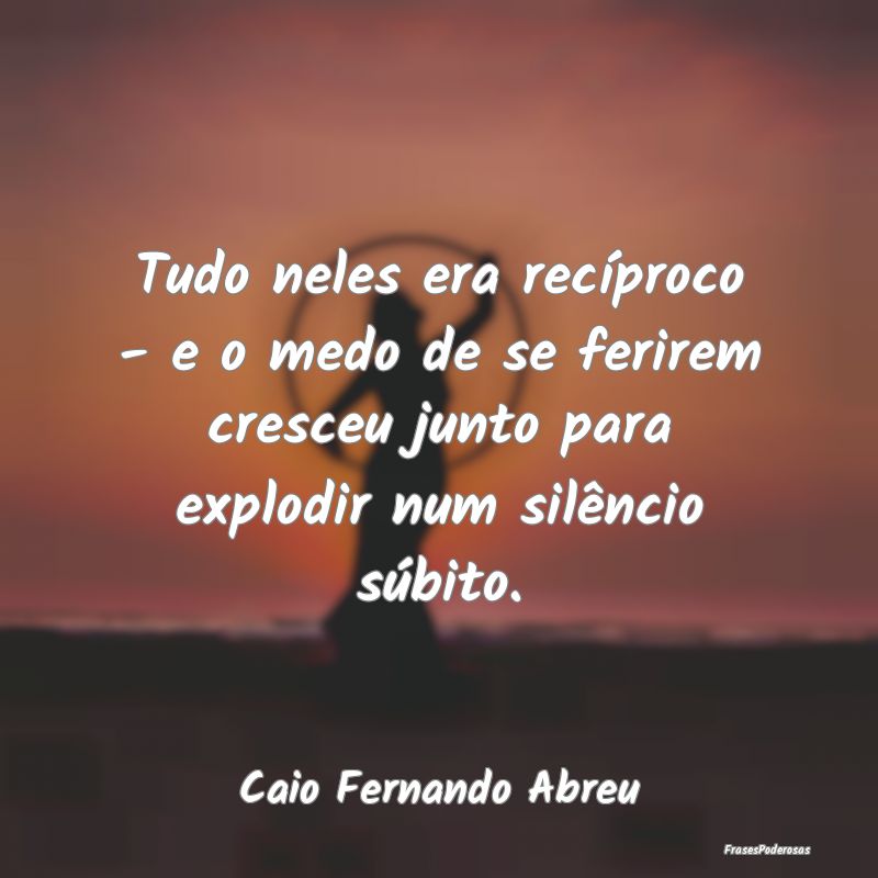 Tudo neles era recíproco - e o medo de se ferirem... Tudo neles era recíproco - e o medo de se ferirem...