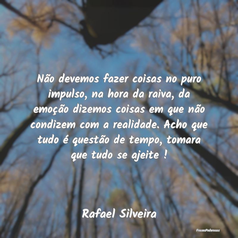 Não devemos fazer coisas no puro impulso, na hora... Não devemos fazer coisas no puro impulso, na hora...