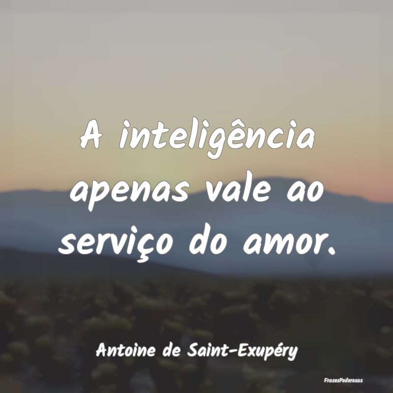 A inteligência apenas vale ao serviço do amor....