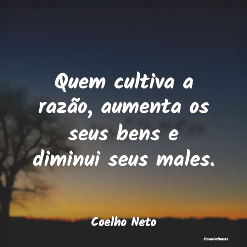 Quem cultiva a razão, aumenta os seus bens e dimi...