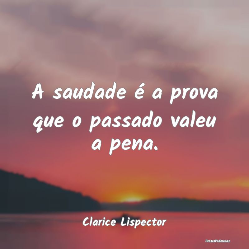 A saudade é a prova que o passado valeu a pena....