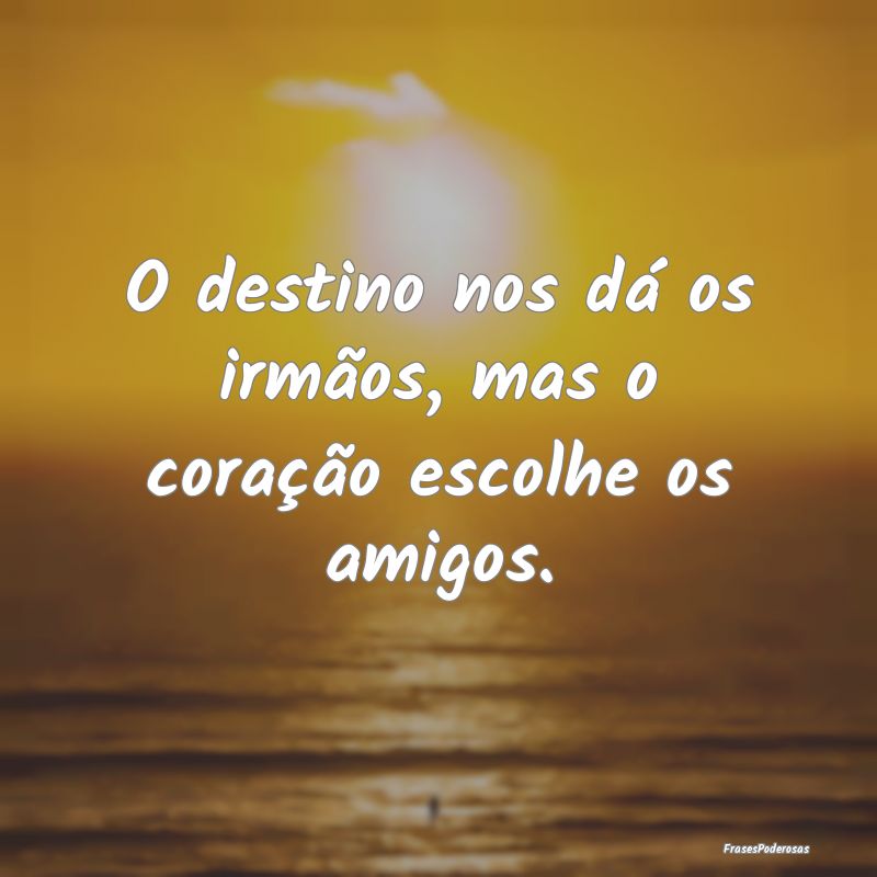 O destino nos dá os irmãos, mas o coração esco...