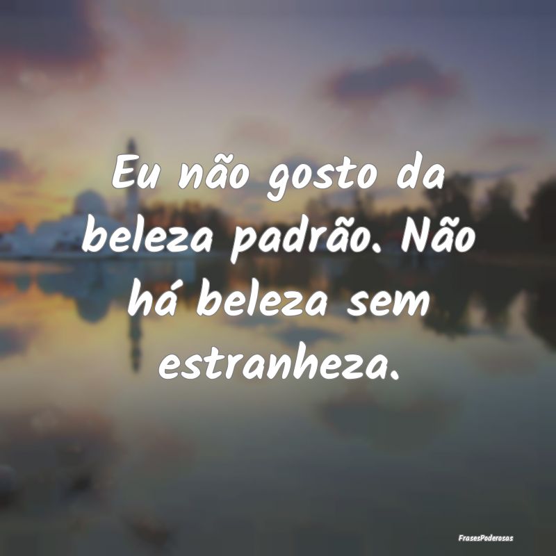 Eu não gosto da beleza padrão. Não há beleza s...