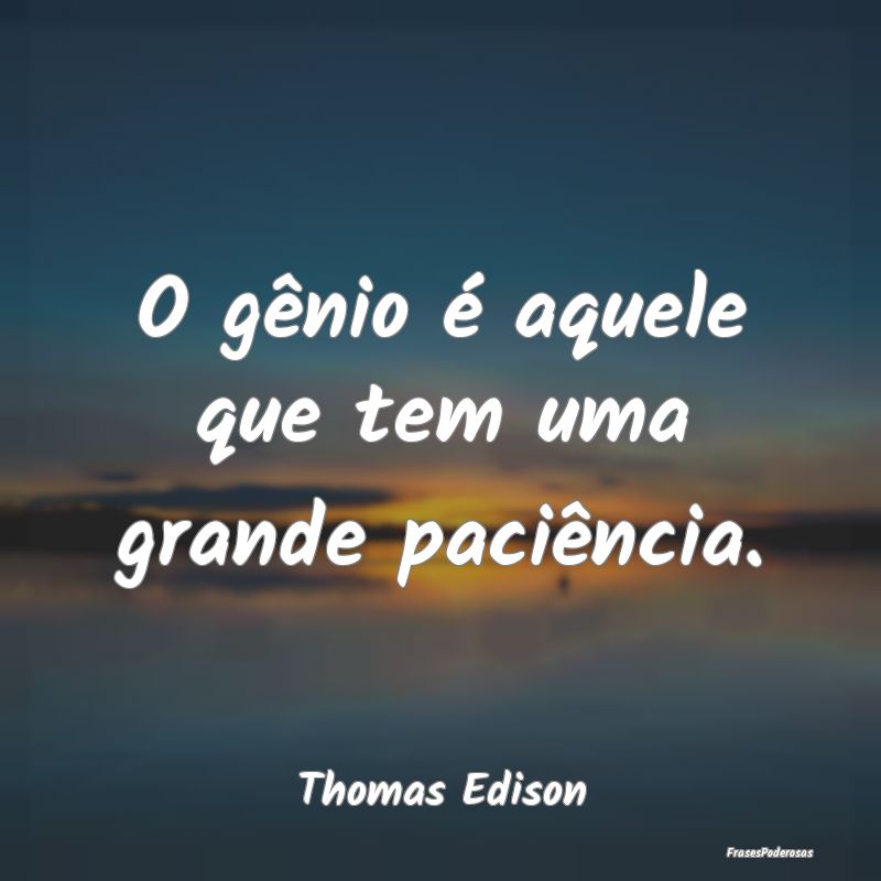 O gênio é aquele que tem uma grande paciência....
