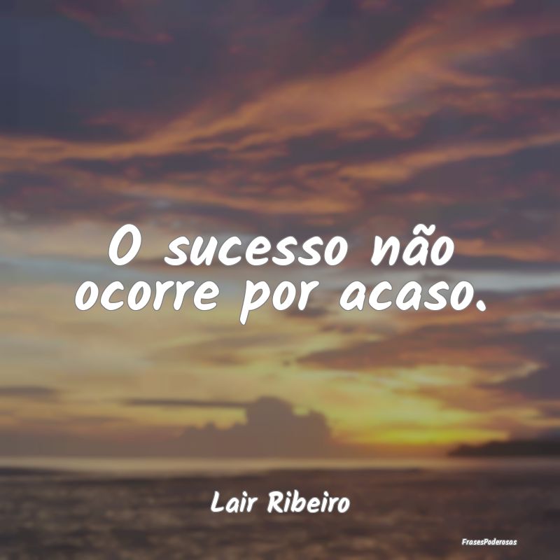 O sucesso não ocorre por acaso....