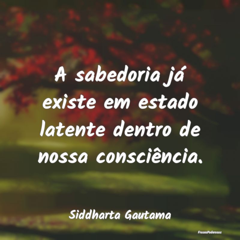 A sabedoria já existe em estado latente dentro de...