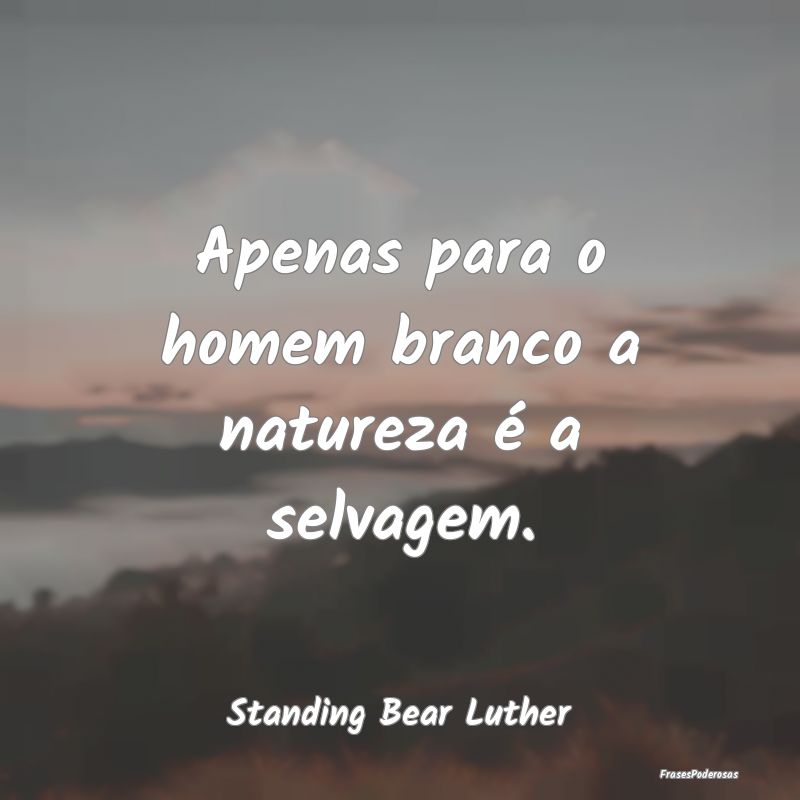 Apenas para o homem branco a natureza é a selvage...