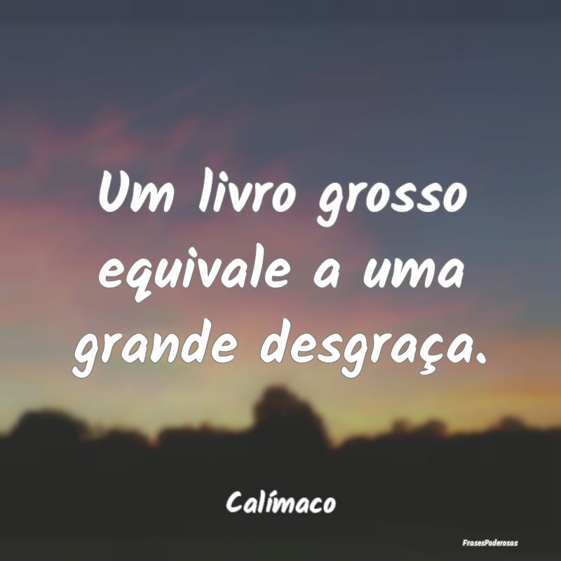 Um livro grosso equivale a uma grande desgraça....