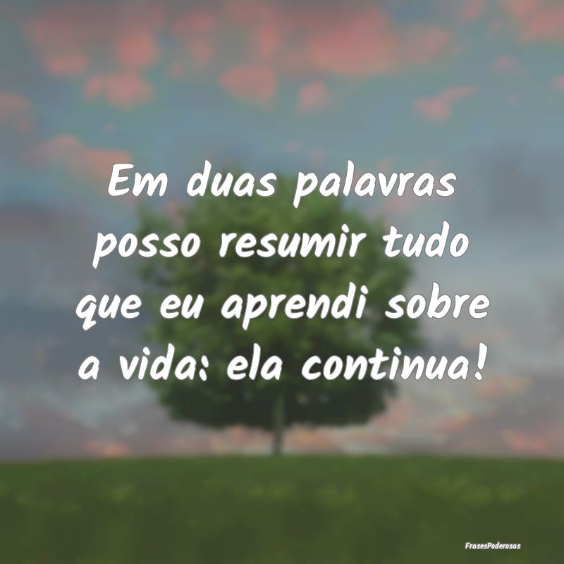 Em duas palavras posso resumir tudo que eu aprendi...