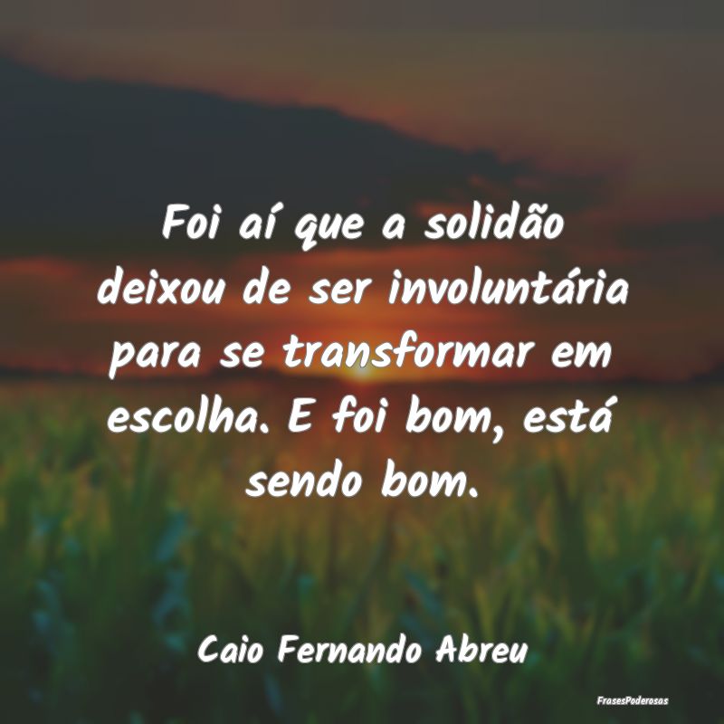 Foi aí que a solidão deixou de ser involuntária... Foi aí que a solidão deixou de ser involuntária...