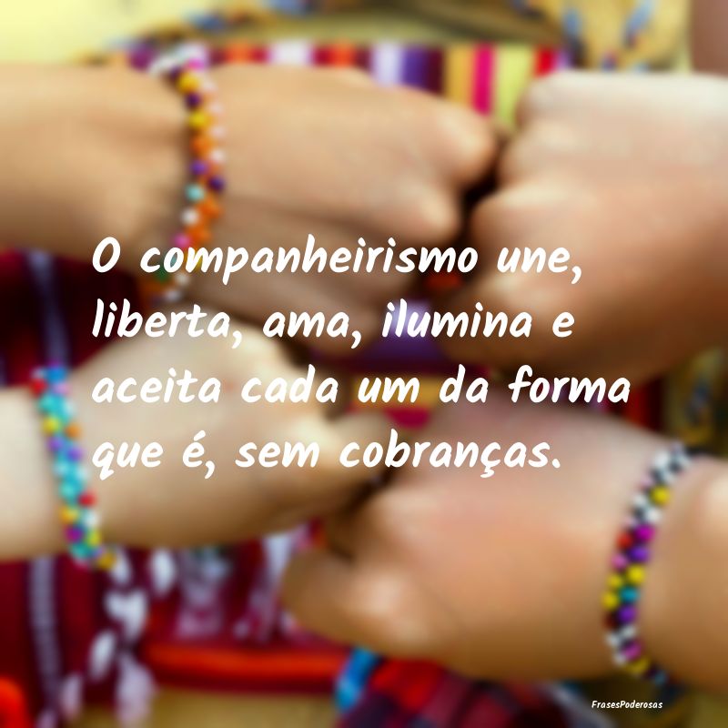 O companheirismo une, liberta, ama, ilumina e acei... O companheirismo une, liberta, ama, ilumina e acei...