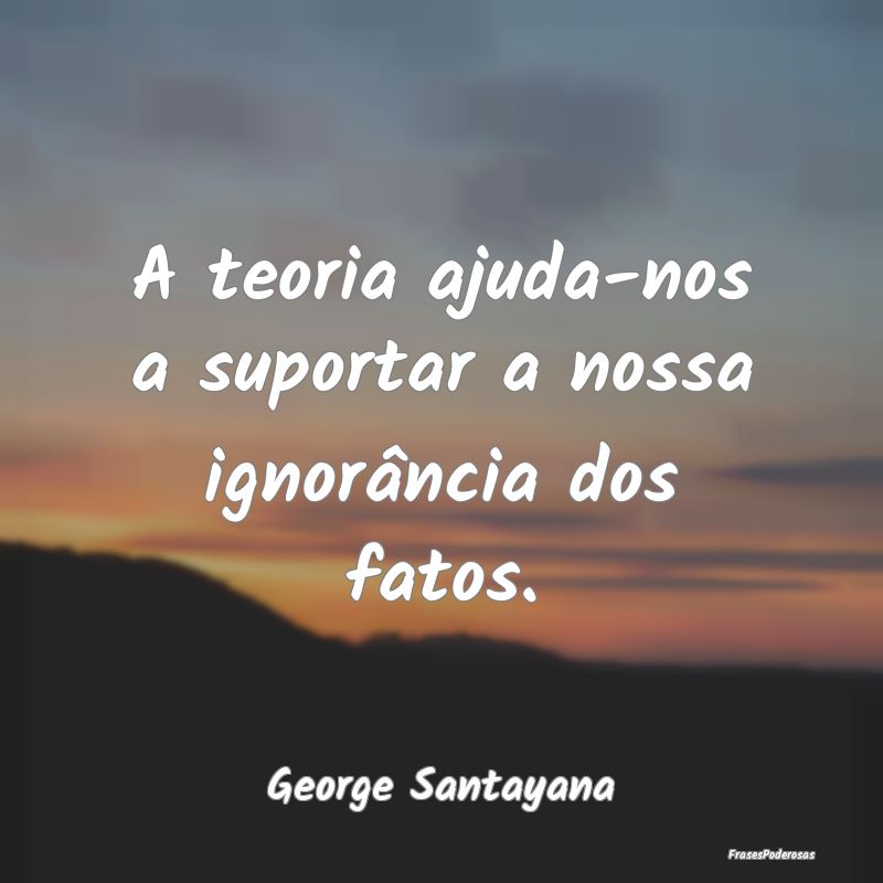 A teoria ajuda-nos a suportar a nossa ignorância ...
