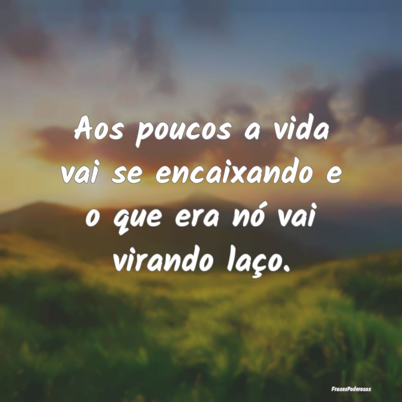 Aos poucos a vida vai se encaixando e o que era n...