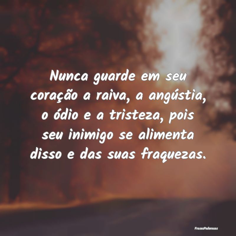 Nunca guarde em seu coração a raiva, a angústia... Nunca guarde em seu coração a raiva, a angústia...