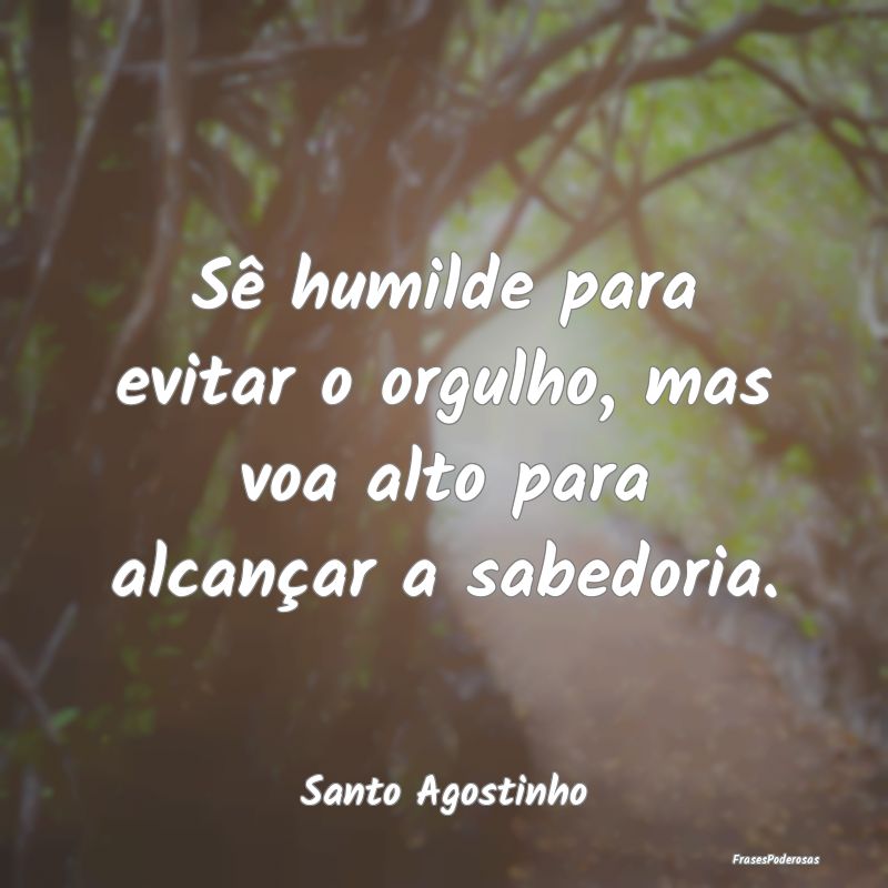Sê humilde para evitar o orgulho, mas voa alto pa...