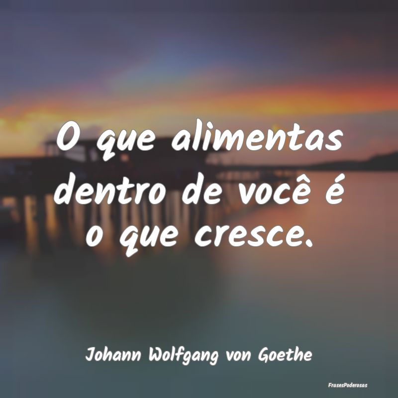 O que alimentas dentro de você é o que cresce....
