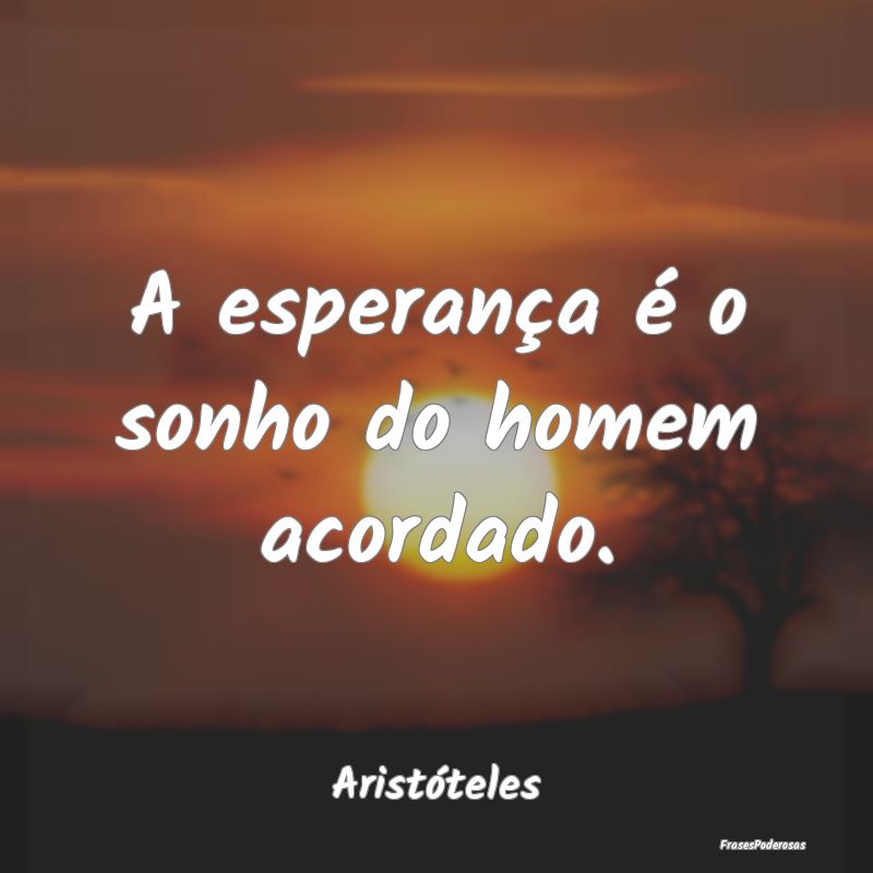 A esperança é o sonho do homem acordado....