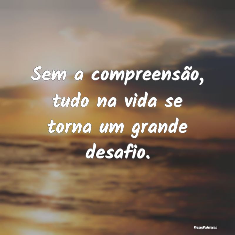 Sem a compreensão, tudo na vida se torna um grand...
