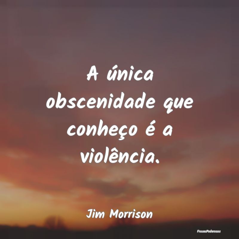A única obscenidade que conheço é a violência....