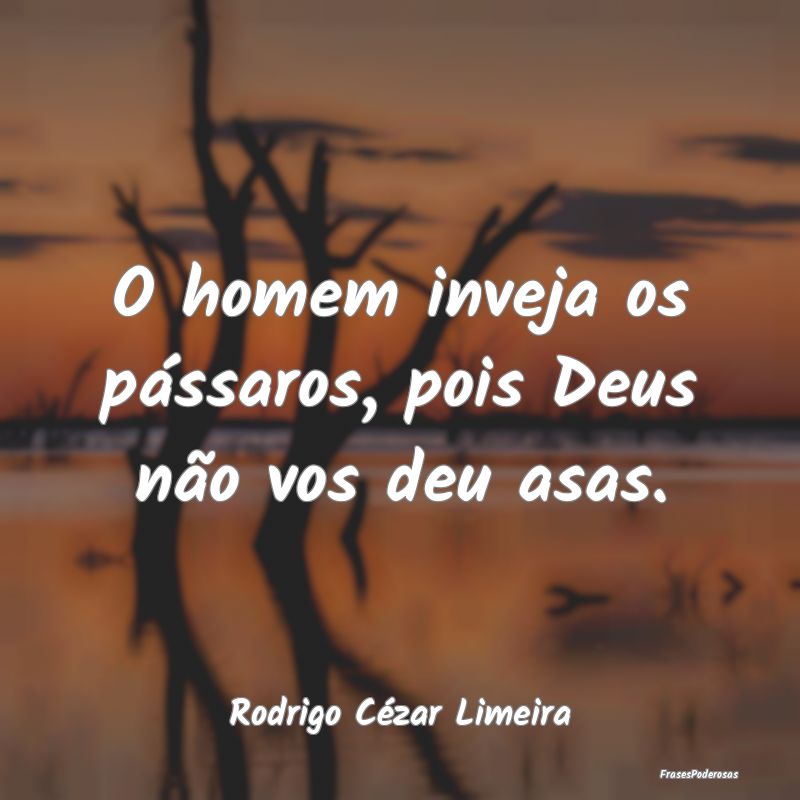 O homem inveja os pássaros, pois Deus não vos de...