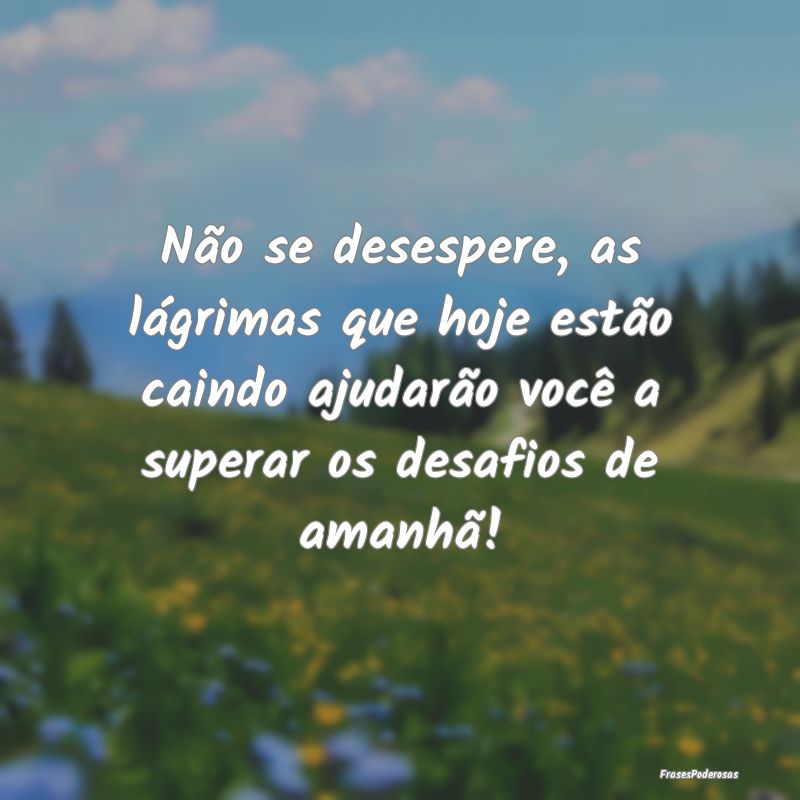Não se desespere, as lágrimas que hoje estão ca... Não se desespere, as lágrimas que hoje estão ca...