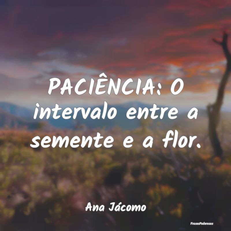 PACIÊNCIA: O intervalo entre a semente e a flor....