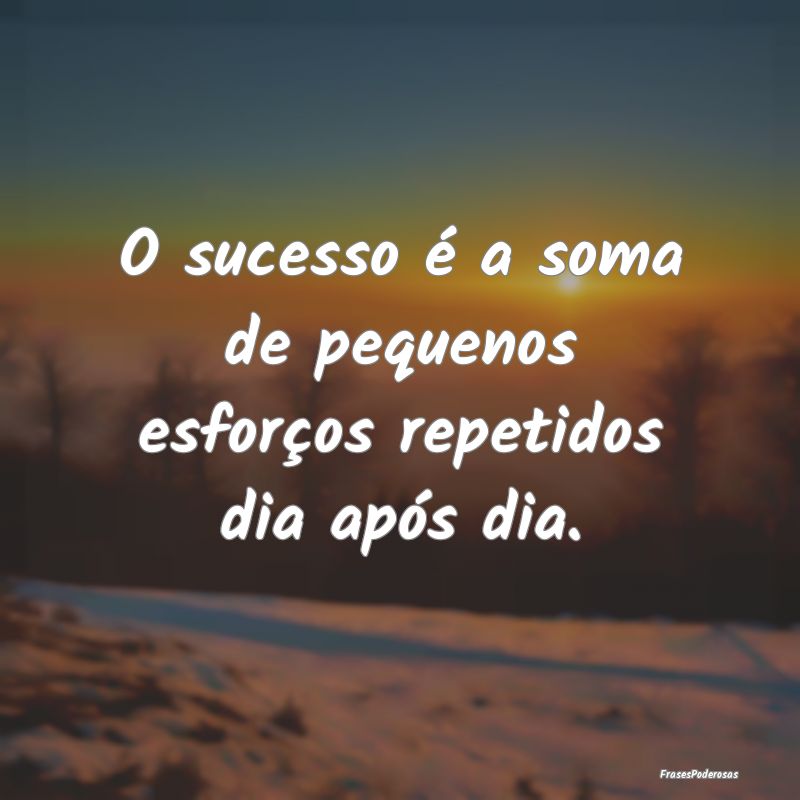 O sucesso é a soma de pequenos esforços repetido...
