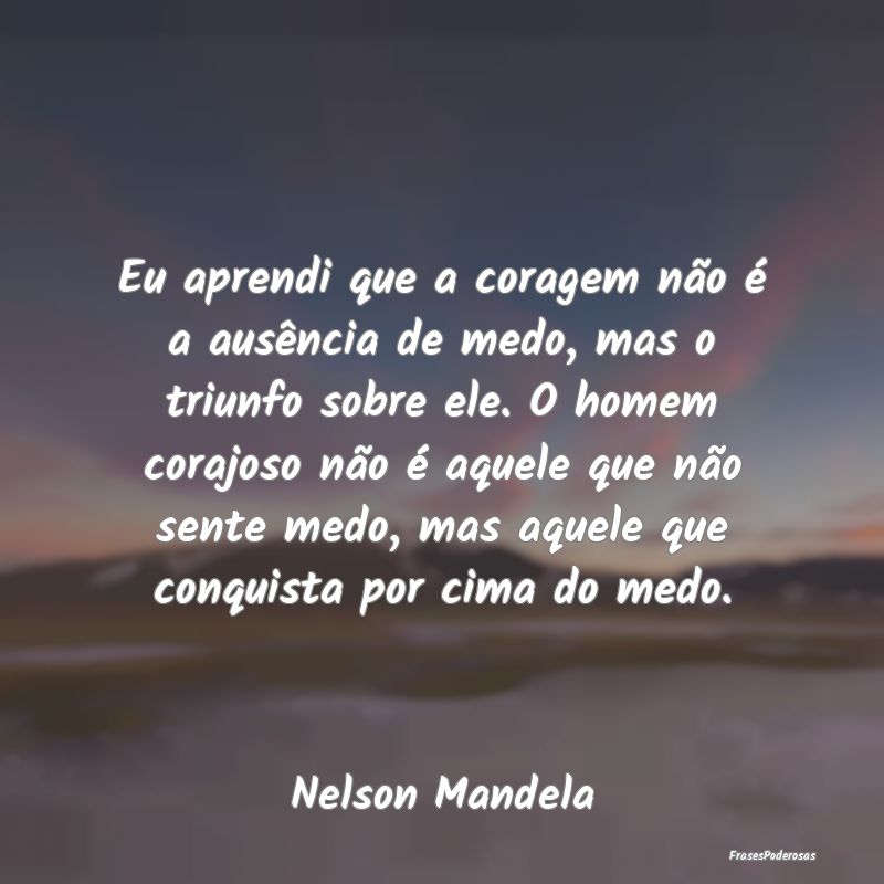 Eu aprendi que a coragem não é a ausência de me... Eu aprendi que a coragem não é a ausência de me...