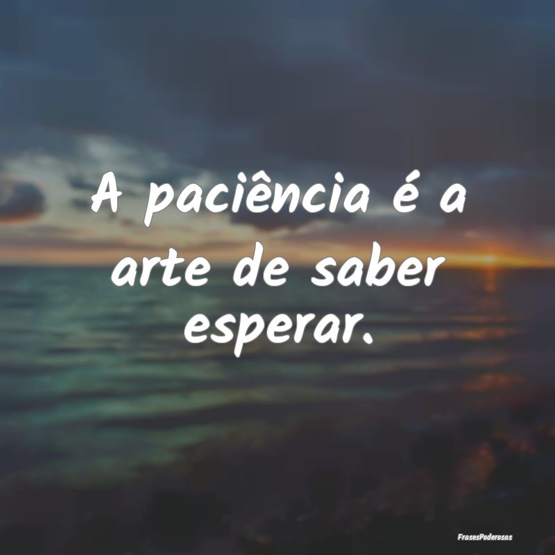A paciência é a arte de saber esperar.
...