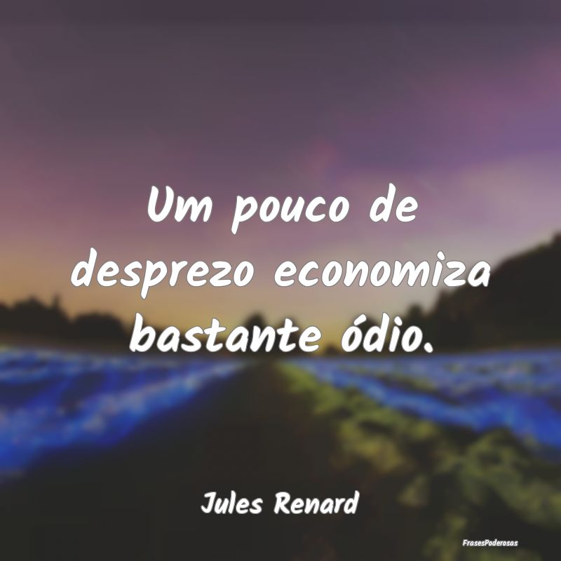 Um pouco de desprezo economiza bastante ódio....